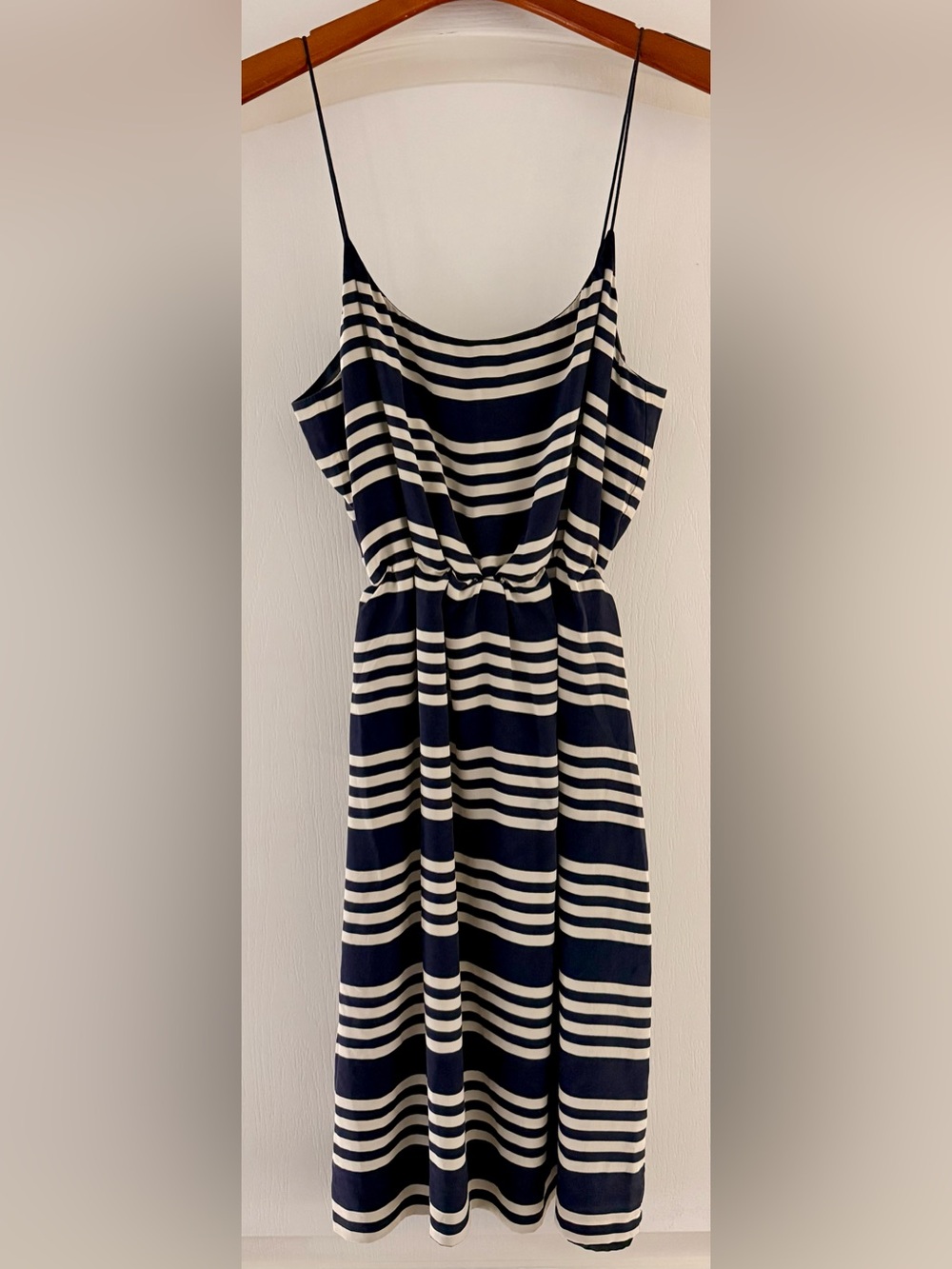 J. Crew Navy and White Nautical Stripe Silk Dress